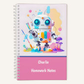かわいい&楽しいロボットの絵の具飛び散り学校 ノートブック (正面)