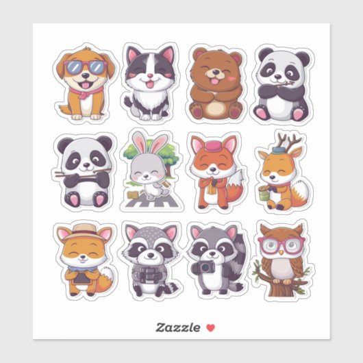 かわいい+楽しい動物のコレクション シール (シート)