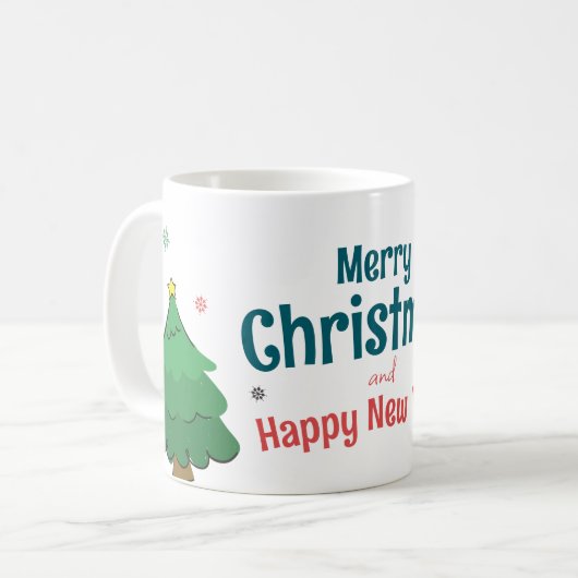 かわいい+楽しい+描く+小さな+木+メリークリスマス コーヒーマグカップ (正面左)