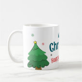 かわいい+楽しい+描く+小さな+木+メリークリスマス コーヒーマグカップ (左)