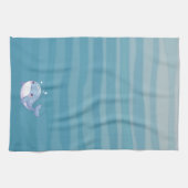 かわいい，沿岸/航海のクジラ キッチンタオル (横)
