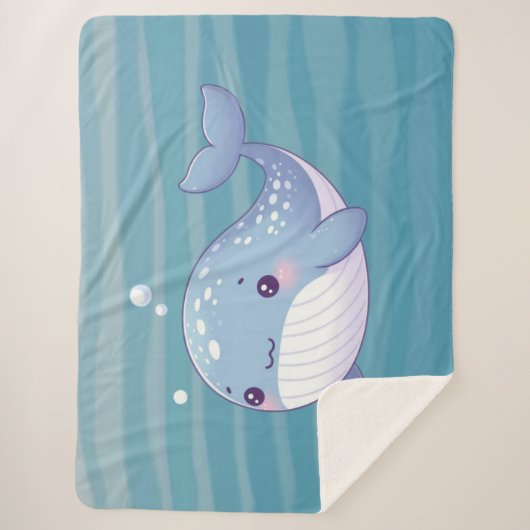 かわいい，沿岸/航海のクジラ シェルパブランケット (正面)