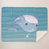 かわいい，沿岸/航海のクジラ シェルパブランケット (正面(横))