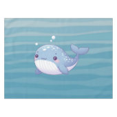 かわいい，沿岸/航海のクジラ テーブルクロス (正面(横))