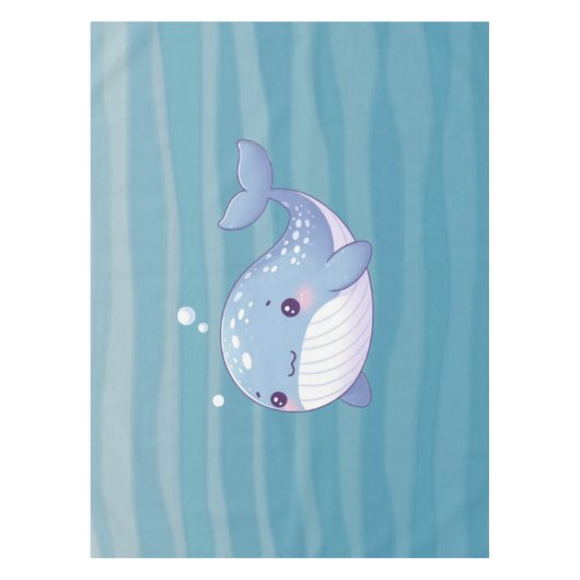 かわいい，沿岸/航海のクジラ テーブルクロス (正面)