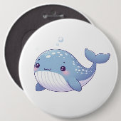 かわいい,沿岸/航海のクジラ 缶バッジ (正面&裏面)