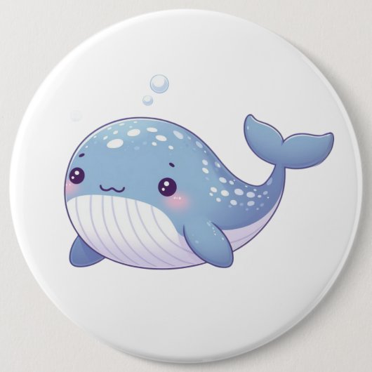 かわいい,沿岸/航海のクジラ 缶バッジ (正面)