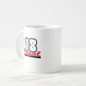 かわいい、"法的18"デザイン コーヒーマグカップ (正面左)