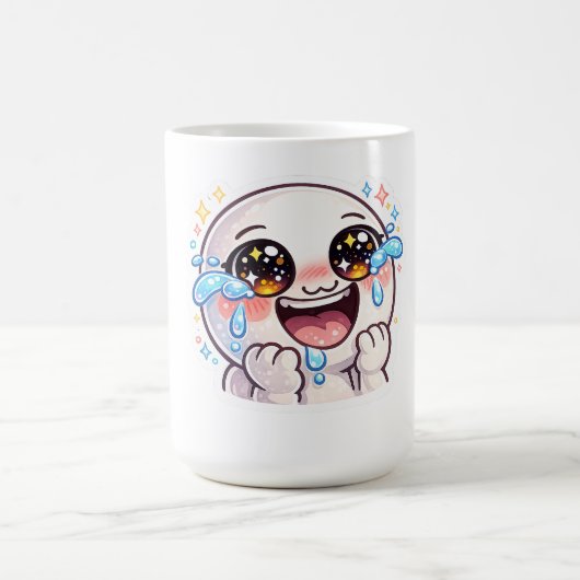 かわいい 泣いて笑う 喜びの涙 C コーヒーマグカップ (中央)