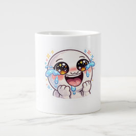 かわいい 泣いて笑う 喜びの涙 C ジャンボコーヒーマグカップ