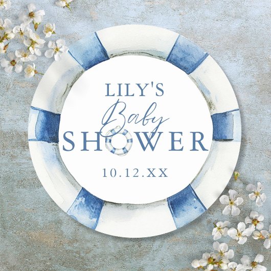 かわいい 海洋 救命浮環 赤ちゃんシャワー ギフト ラウンドシール