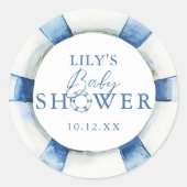 かわいい 海洋 救命浮環 赤ちゃんシャワー ギフト ラウンドシール (正面)