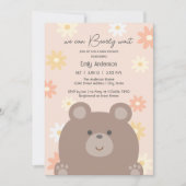 かわいい 熊の赤ちゃん待ちきれない 男女兼用ベビーシャワー 招待状 (正面)