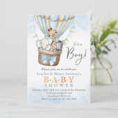 かわいい 熱気球 サファリ 動物 ベビーシャワー 招待状 (スタンド正面)