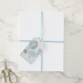 かわいい 熱気球 青 ありがとう ギフトタグ (より糸付き)