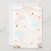 かわいい 熱気球 1歳 水彩風 誕生日 RSVP 招待状 (裏面)