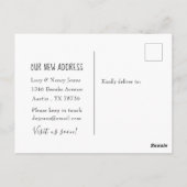 かわいい「犬と私は移動」動く告知はがき ポストカード (裏面)