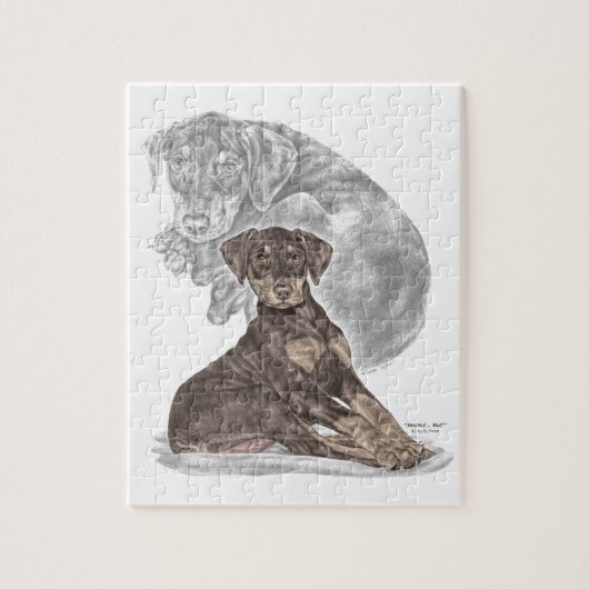 かわいい(犬)ドーベルマン・ピンシェルパピー ジグソーパズル (縦)