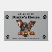 かわいい(犬)ドーベルマン・ピンシェル犬 ドアマット (正面)