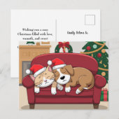 かわいい 犬 猫 サンタ 帽子 クリスマス ポストカード (正面/裏面)