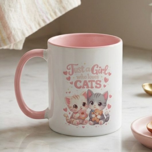 かわいい 猫が好きな女の子のキュートなコーヒー マグカップ