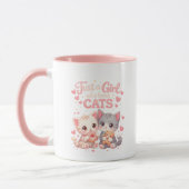 かわいい 猫が好きな女の子のキュートなコーヒー マグカップ (左)