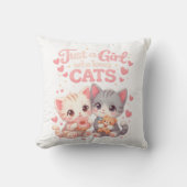 かわいい 猫が好きな女の子 かわいい子猫たち クッション (正面)