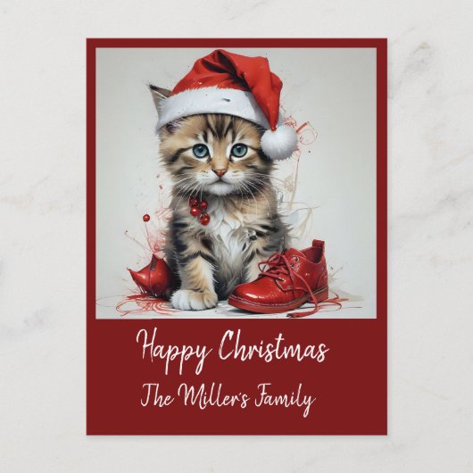 かわいい 猫のクリスマス変装 - 休日の雰囲気 シーズンポストカード (正面)