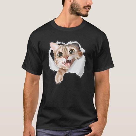 かわいい 猫 お母さん お父さん 子猫 破れた 父の日 母の日 Tシャツ (正面)