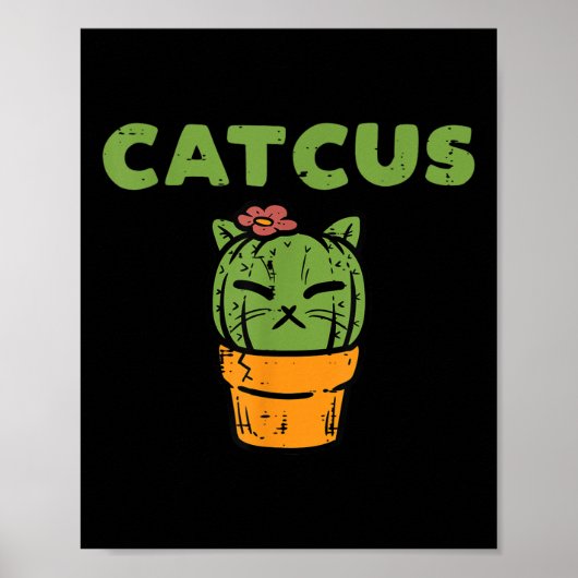 かわいい 猫 ケア カクタス 植物 キット 少女 女性 ポスター (正面)