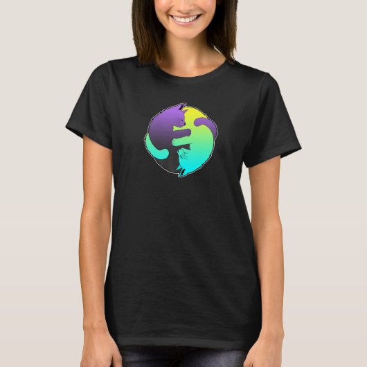 かわいい 猫 ネコ 陰陽 陰陽 7 Tシャツ (正面)