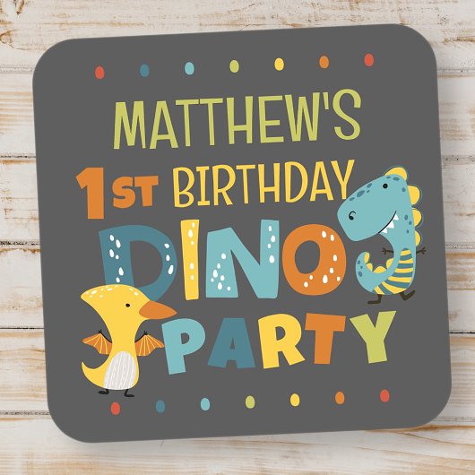 かわいい 現代の恐竜 ジュラシック 子供の誕生日パーティー スクエアシール