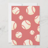 かわいい 現代の野球 リボン キッズ 1歳 誕生日 招待状 (裏面)