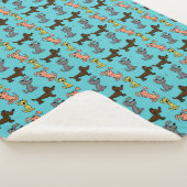 かわいい 現代的な おしゃれな 犬 青 シェルパブランケット (3/4)