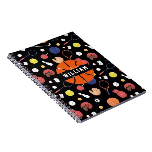 かわいい 現代 スポーツ チャンピオン オーダーメイド 子供 黒 ノートブック (右側)