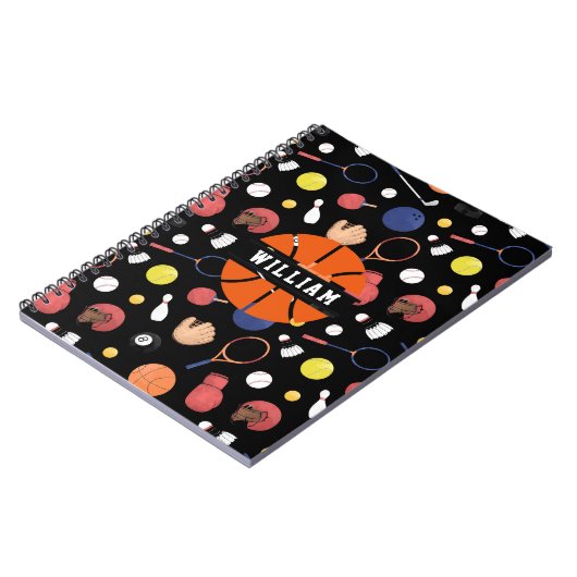 かわいい 現代 スポーツ チャンピオン オーダーメイド 子供 黒 ノートブック (左側)