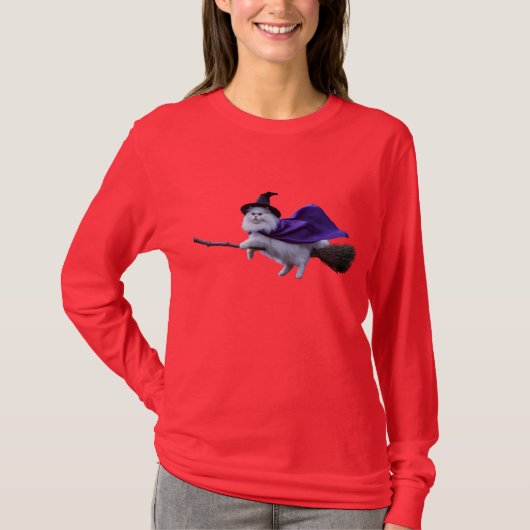 かわいい 白いペルシャ魔女 Tシャツ (正面)