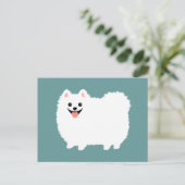 かわいい 白い ポメラニアン ポストカード (スタンド正面)