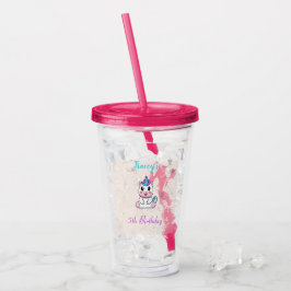 かわいい 白い ユニコーン ピンク アクリルタンブラー