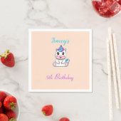かわいい 白い ユニコーン ピンク スタンダードカクテルナプキン (インサイチュ)