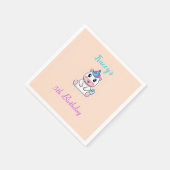 かわいい 白い ユニコーン ピンク スタンダードカクテルナプキン (角)