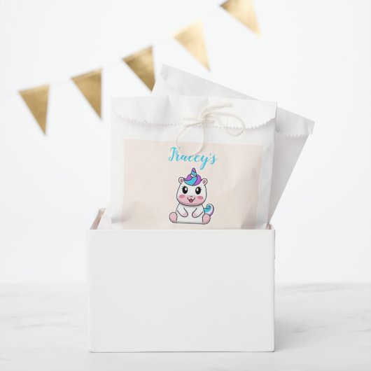 かわいい 白い ユニコーン ピンク フェイバーバッグ (パーティー)