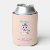 かわいい 白い ユニコーン ピンク 缶クーラー (缶正面)