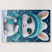 ❄️ かわいい 白い 冬のウサギ ギフト 子供たちへ🐰 ジグソーパズル (横)