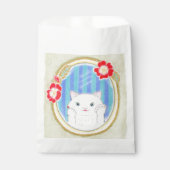 かわいい 白い 子猫 ネコ お菓子袋 フェイバーバッグ (正面)