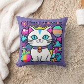 かわいい 白い 宇宙 スペース 子猫 クッション (ブランケット)