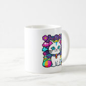 かわいい 白い 宇宙 スペース 子猫 ネコ コーヒーマグカップ (正面右)