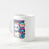 かわいい 白い 宇宙 スペース 子猫 ネコ コーヒーマグカップ (正面左)