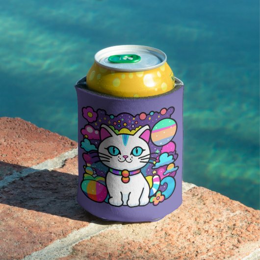 かわいい 白い 宇宙 スペース 子猫 缶クーラー (インサイチュ プール)