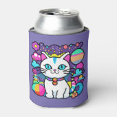 かわいい 白い 宇宙 スペース 子猫 缶クーラー (缶正面)